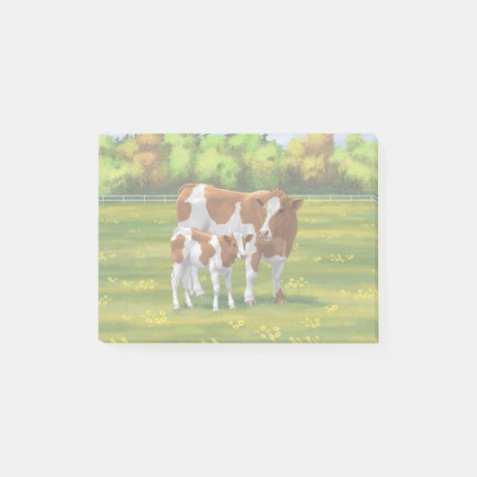 Guernsey Koe en Cute Calf in Summer Pasture Post-it® Notes (Voorkant)