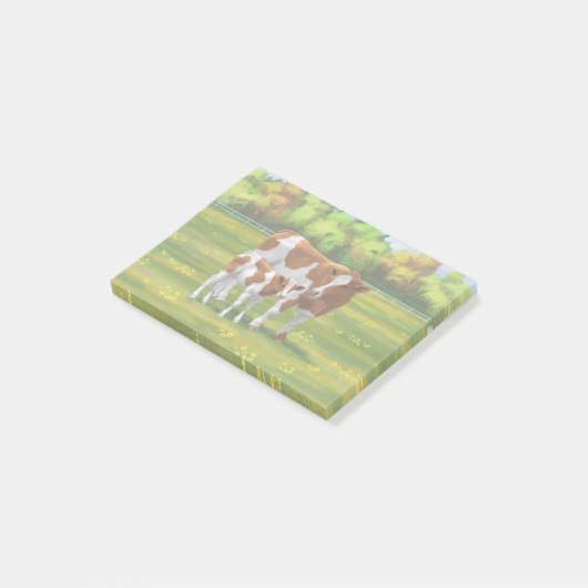 Guernsey Koe en Cute Calf in Summer Pasture Post-it® Notes (Schuin)