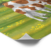 Guernsey Koe en Cute Calf in Summer Pasture Poster (Hoek)