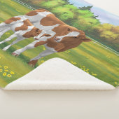 Guernsey Koe en Cute Calf in Summer Pasture Sherpa Deken (3/4)