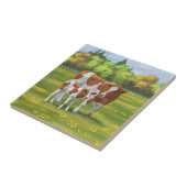 Guernsey Koe en Cute Calf in Summer Pasture Tegeltje (Zijkant)