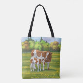Guernsey Koe en Cute Calf in Summer Pasture Tote Bag (Achterkant)