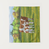 Guernsey Koe en Cute Calf in Summer Pasture Wandkleed (Voorkant)