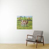 Guernsey Koe en Cute Calf in Summer Pasture Wandkleed (In Situ (horizontaal))