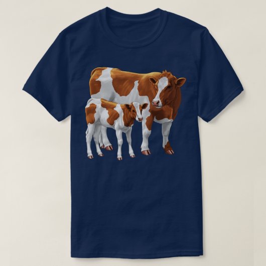 Guernsey Koe en Schattig Kalf T-shirt (Design voorkant)