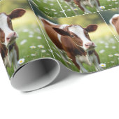 Guernsey Koe in Daisy Field Cadeaupapier (Rol Hoek)