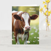 Guernsey Koe Verjaardag Humor Kaart (Gele Bloem)