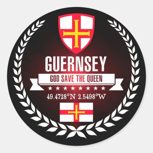 Guernsey Ronde Sticker (Voorkant)