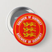 Guernsey Round Emblem Ronde Button 7,6 Cm (Voorkant /achterkant)