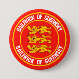 Guernsey Round Emblem Ronde Button 7,6 Cm