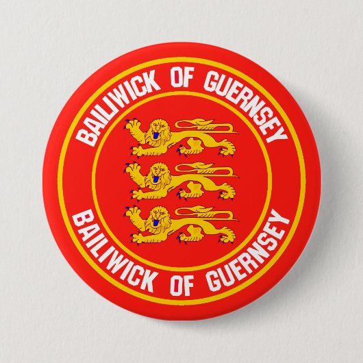 Guernsey Round Emblem Ronde Button 7,6 Cm (Voorkant)