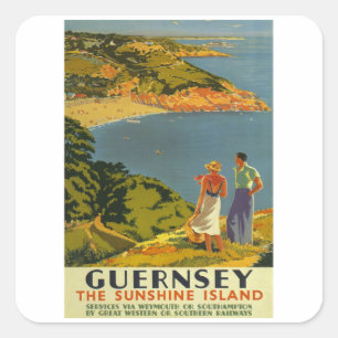 Guernsey - UK - Vintage Travel Vierkante Sticker