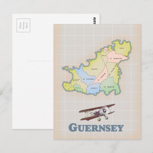 Guernsey vintage kaart (Voorkant / Achterkant)