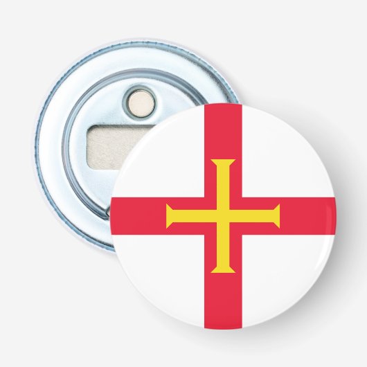 Guernsey Vlag Button Flesopener (Voorkant)