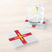 Guernsey vlag glazen onderzetter (Schuin)