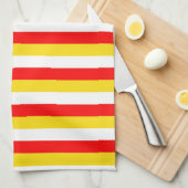 Guernsey vlag strepen rood geel wit patroon Nor Theedoek (Quarter Fold)
