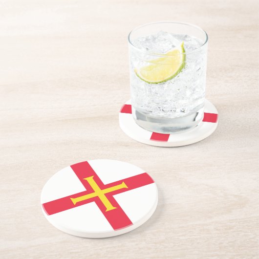 Guernsey Vlag Zandsteen Onderzetter (Zijkant)