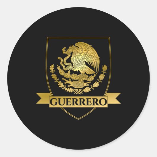 Guerrero Mexico Crest Ronde Sticker (Voorkant)