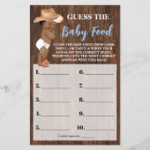 Guess Baby Food AA Cowboy Baby shower Game Kaart (Voorkant)