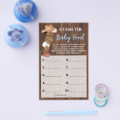 Guess Baby Food AA Cowboy Baby shower Game Kaart (Enkel)