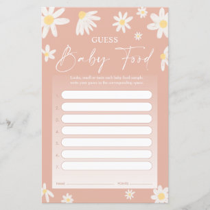Guess Baby Food Game - Daisy Baby shower Kaart