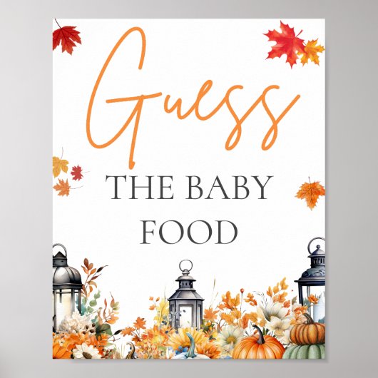 GUESS BABY FOOD Little Pumpkin Baby shower SPEL Poster (Voorkant)