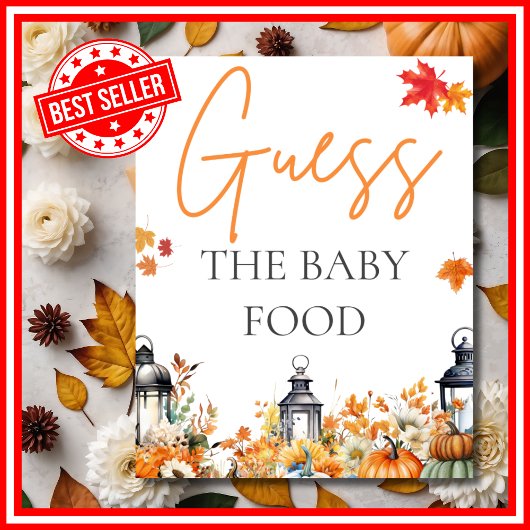 GUESS BABY FOOD Little Pumpkin Baby shower SPEL Poster
