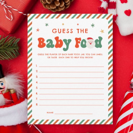 Guess Baby Voedsel Kerst Baby shower Spel Kaart