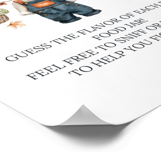 Guess Baby Voedsel Pompoen Rustiek Baby shower Poster (Hoek)