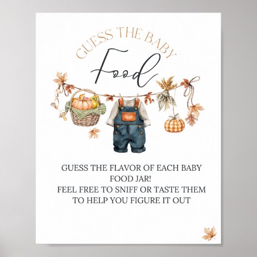 Guess Baby Voedsel Pompoen Rustiek Baby shower Poster (Voorkant)