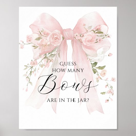 Guess Bows Floral Bow Girl Baby shower spel Poster (Voorkant)