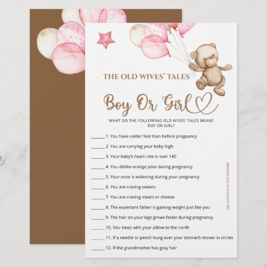 Guess Boy Of Girl Tales Teddybeer baby shower (Voorkant / Achterkant)