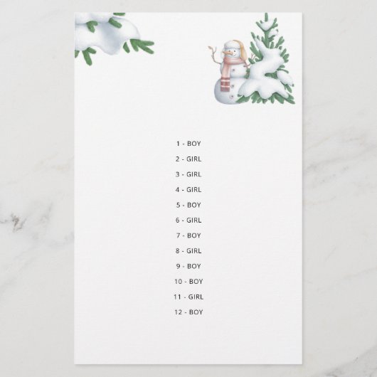 Guess Boy Of Meisje Tales Winter Baby shower Spel (Achterkant)