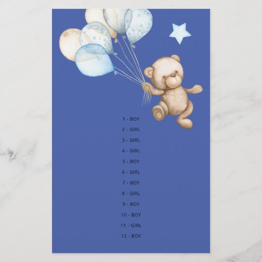 Guess Boy or Girl Tales Teddy Bear Baby shower. (Achterkant)