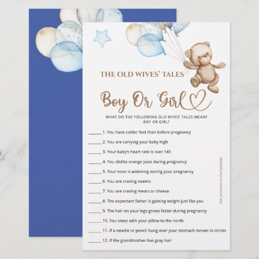 Guess Boy or Girl Tales Teddy Bear Baby shower. (Voorkant / Achterkant)