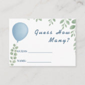Guess How Many Baby Shower Game Balloon Eucalyptus Informatiekaartje (Voorkant)