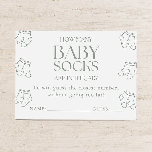 Guess How Many Baby Socks Sage Baby Shower Game Informatiekaartje