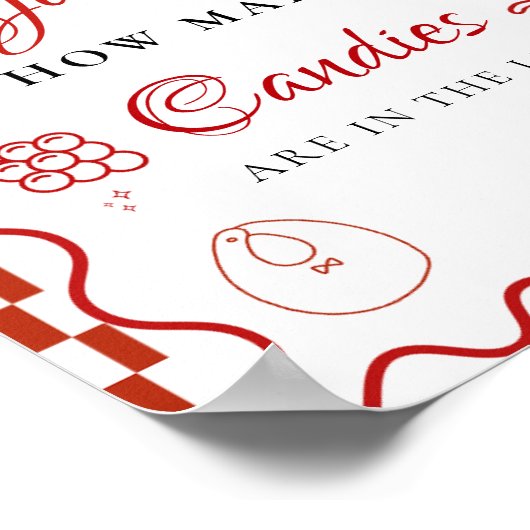 Guess how many candies love pizza baby Shower sign Poster (Hoek)