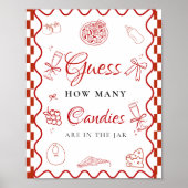 Guess how many candies love pizza baby Shower sign Poster (Voorkant)