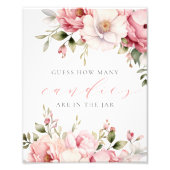 Guess How Many Candies Pink Baby Shower Sign Foto Afdruk (Voorkant)