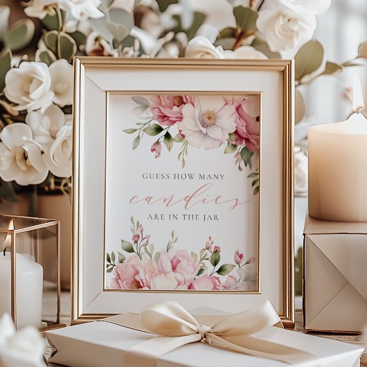 Guess How Many Candies Pink Baby Shower Sign Foto Afdruk