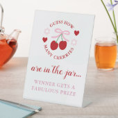Guess How Many Cherries Bridal Shower Reclamebord Met Voetstuk (Insitu)