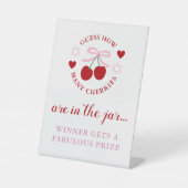 Guess How Many Cherries Bridal Shower Reclamebord Met Voetstuk (Voorkant)