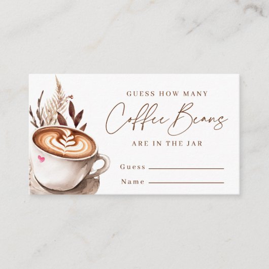Guess How Many Coffee Beans are in the Jar Game Informatiekaartje (Voorkant)