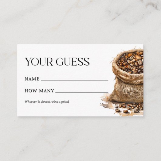 Guess How Many Coffee Beans Shower Game Informatiekaartje (Voorkant)
