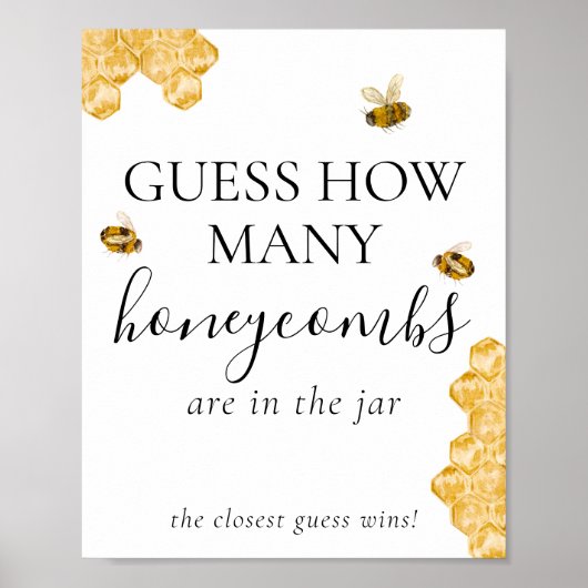 Guess How Many Honeycomb Bee Bridal Shower Game  Poster (Voorkant)