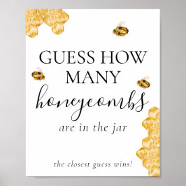 Guess How Many Honeycomb Bee Bridal Shower Game Poster