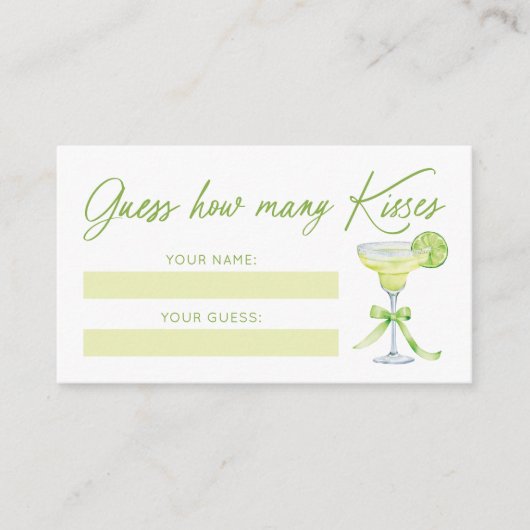Guess How Many Kisses Bridal Shower Game Card Informatiekaartje (Voorkant)