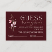 Guess How Many Kisses Bridal Shower Game Card Informatiekaartje (Voorkant)
