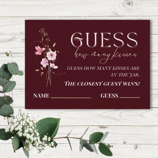 Guess How Many Kisses Bridal Shower Game Card Informatiekaartje